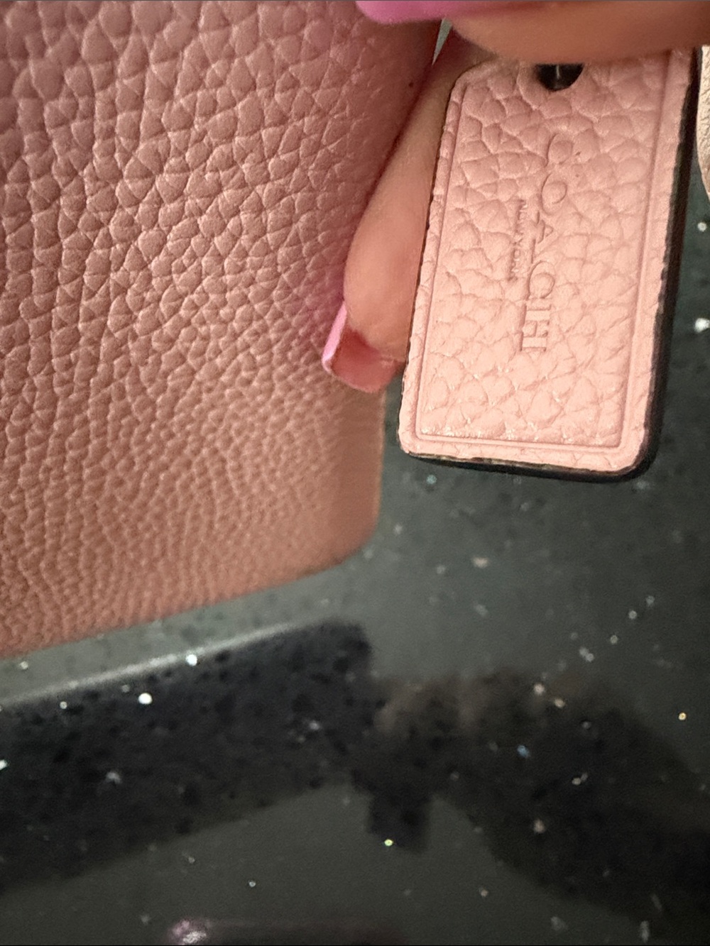 COACH Pebbled Leather Wristlet in Blush Pink - Picture 3 of 6